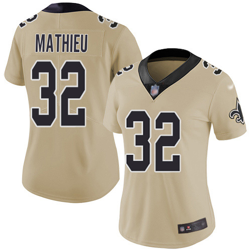 Saints #32 Tyrann Mathieu Gold Women's Stitched Limited Inverted Legend Jersey