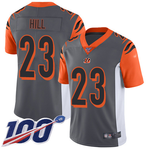 Bengals #23 Daxton Hill Silver Youth Stitched Limited Inverted Legend 100th Season Jersey