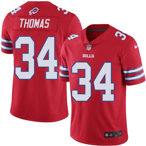 Buffalo Bills #34 Thurman Thomas Red Youth Stitched Limited Rush Jersey Youth