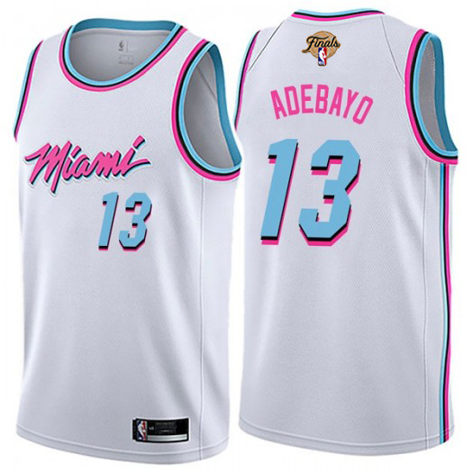 Heat #13 Bam Adebayo White 2023 Finals Patch Swingman City Edition Jersey