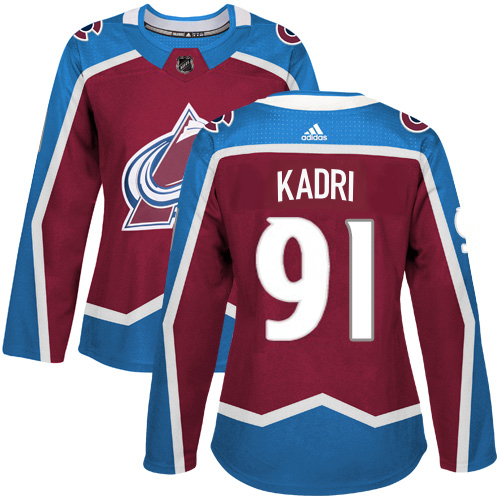 Adidas Colorado Avalanche #91 Nazem Kadri Burgundy Women's Home Authentic Stitched Jersey Womens
