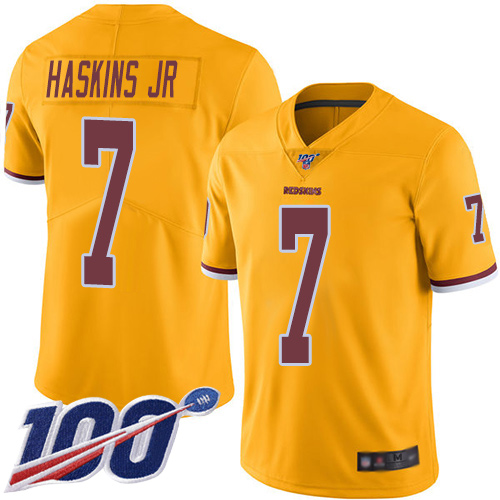 Washington Commanders #7 Dwayne Haskins Jr Gold Youth Stitched Limited Rush 100th Season Jersey Youth