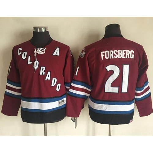 Colorado Avalanche #21 Peter Forsberg Red CCM Throwback Stitched Youth Jersey Youth