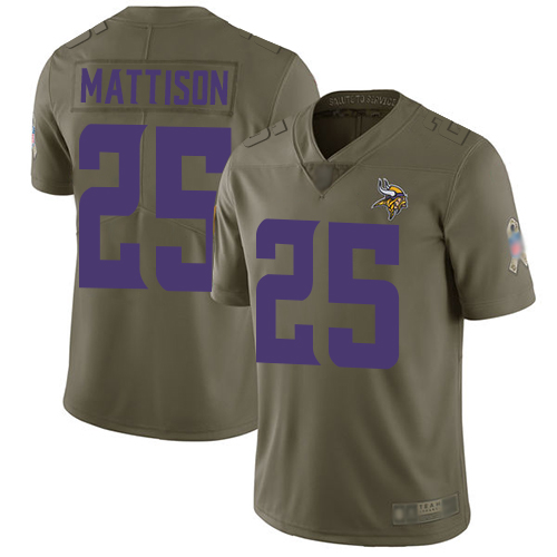 Minnesota Vikings #25 Alexander Mattison Olive Men's Stitched Limited 2017 Salute to Service Jersey Men's