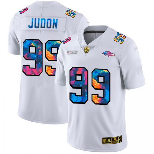 Baltimore Baltimore Ravens #99 Matthew Judon Men's White Multi-Color 2020 Crucial Catch Limited Jersey Men's