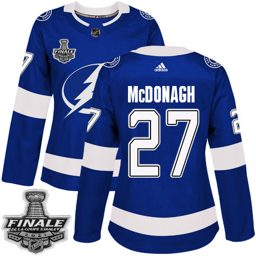 Adidas Tampa Bay Lightning #27 Ryan McDonagh Blue Home Authentic Women's 2021 Stanley Cup Final Patch Jersey Womens