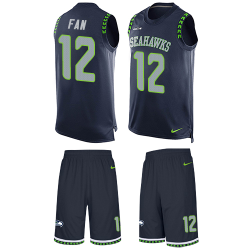 Seahawks #12 Fan Steel Blue Team Color Men's Stitched Limited Tank Top Suit Jersey
