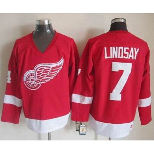 Detroit Red Wings #7 Ted Lindsay Red CCM Throwback Stitched Jersey Men's