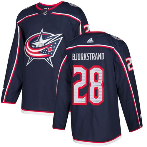 Adidas Columbus Blue Jackets #28 Oliver Bjorkstrand Navy Blue Home Authentic Stitched Jersey Men's