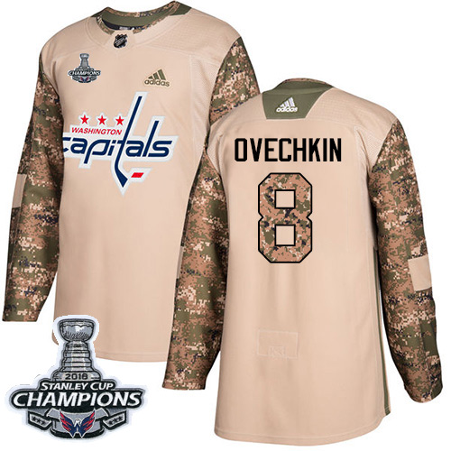Adidas Washington Capitals #8 Alex Ovechkin Camo Authentic 2017 Veterans Day Stanley Cup Final Champions Stitched Jersey Men's