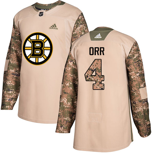 Adidas Boston Bruins #4 Bobby Orr Camo Authentic 2017 Veterans Day Stitched Jersey Men's