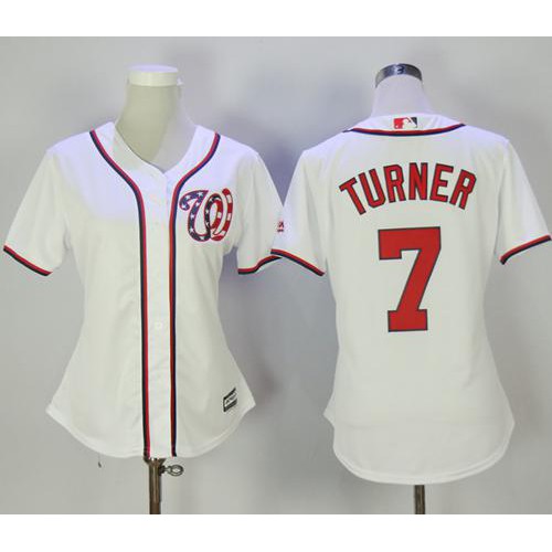 Washington Nationals #7 Trea Turner White Home Women's Stitched Jersey Womens