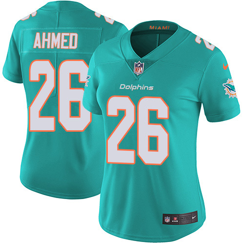 Miami Dolphins #26 Salvon Ahmed Aqua Green Team Color Women's Stitched Vapor Untouchable Limited Jersey Womens