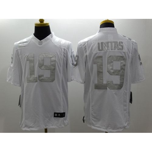 Indianapolis Colts #19 Johnny Unitas White Men's Stitched Limited Platinum Jersey Men's