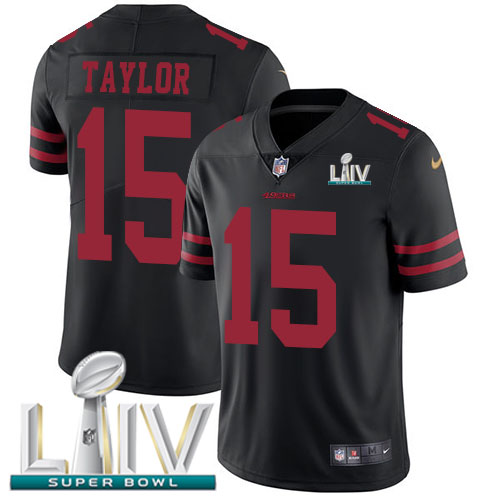 San Francisco 49ers #15 Trent Taylor Black Super Bowl LIV 2020 Alternate Men's Stitched Vapor Untouchable Limited Jersey Men's