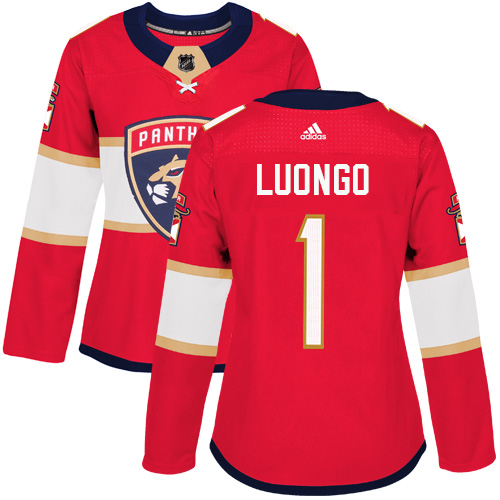 Adidas Florida Panthers #1 Roberto Luongo Red Home Authentic Women's Stitched Jersey Womens