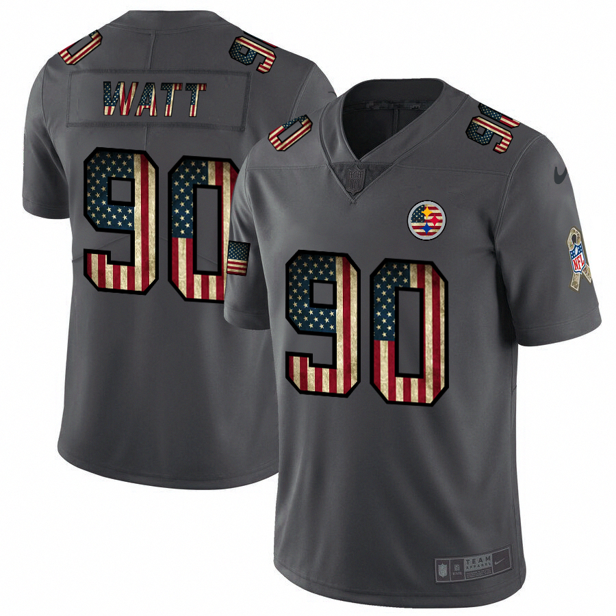Steelers #90 T.J. Watt 2018 Salute To Service Retro USA Flag Limited Jersey