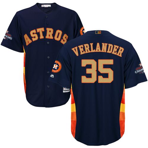 Houston Astros #35 Justin Verlander Navy Blue 2018 Gold Program Cool Base Stitched Youth Jersey Youth