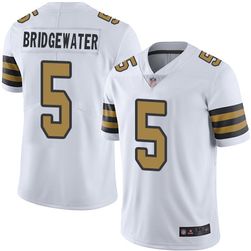 New Orleans Saints #5 Teddy Bridgewater White Men's Stitched Limited Rush Jersey Men's