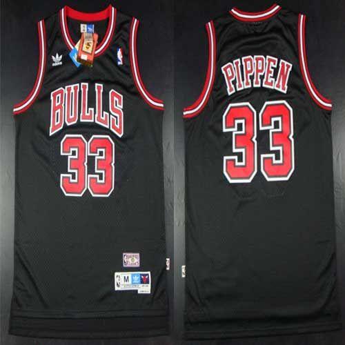Chicago Bulls #33 Scottie Pippen Black Throwback Stitched Jersey Mens