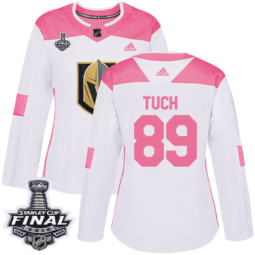 Adidas Golden Vegas Golden Knights #89 Alex Tuch White/Pink Authentic Fashion 2018 Stanley Cup Final Women's Stitched Jersey Womens