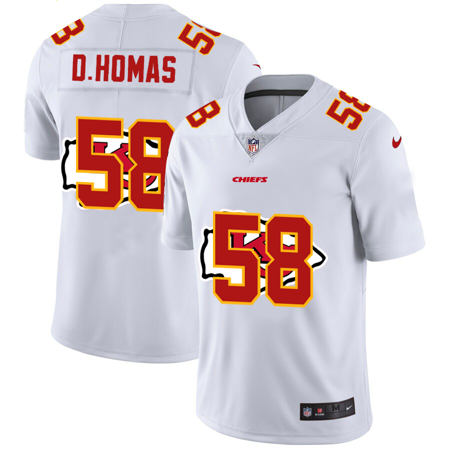 Kansas City Chiefs #58 Derrick Thomas White Men's Team Logo Dual Overlap Limited Jersey