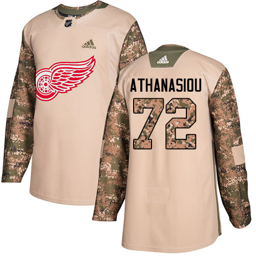 Adidas Detroit Red Wings #72 Andreas Athanasiou Camo Authentic 2017 Veterans Day Stitched Jersey Men's