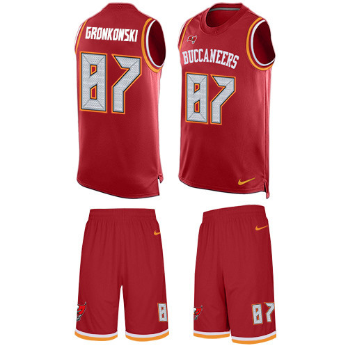 Buccaneers #87 Rob Gronkowski Red Team Color Men's Stitched Limited Tank Top Suit Jersey