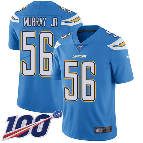 Los Angeles Chargers #56 Kenneth Murray Jr Electric Blue Alternate Youth Stitched 100th Season Vapor Untouchable Limited Jersey Youth