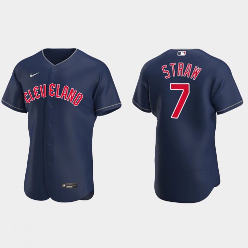 Cleveland Guardians #7 Myles Straw Men's 2022 Authentic Alternate Stitched Jersey - Navy Men's