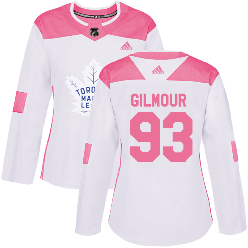 Adidas Maple Toronto Maple Leafs #93 Doug Gilmour White/Pink Authentic Fashion Women's Stitched Jersey Womens