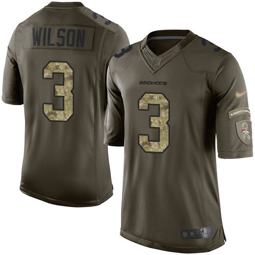 Broncos #3 Russell Wilson Green Youth Stitched Limited 2015 Salute To Service Jersey