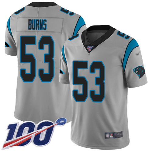 Panthers #53 Brian Burns Silver Men's Stitched Limited Inverted Legend 100th Season Jersey