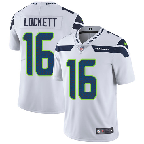 Seahawks #16 Tyler Lockett White Men's Stitched Vapor Untouchable Limited Jersey