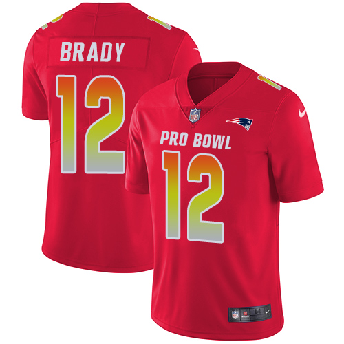 Patriots #12 Tom Brady Red Youth Stitched Limited AFC 2018 Pro Bowl Jersey