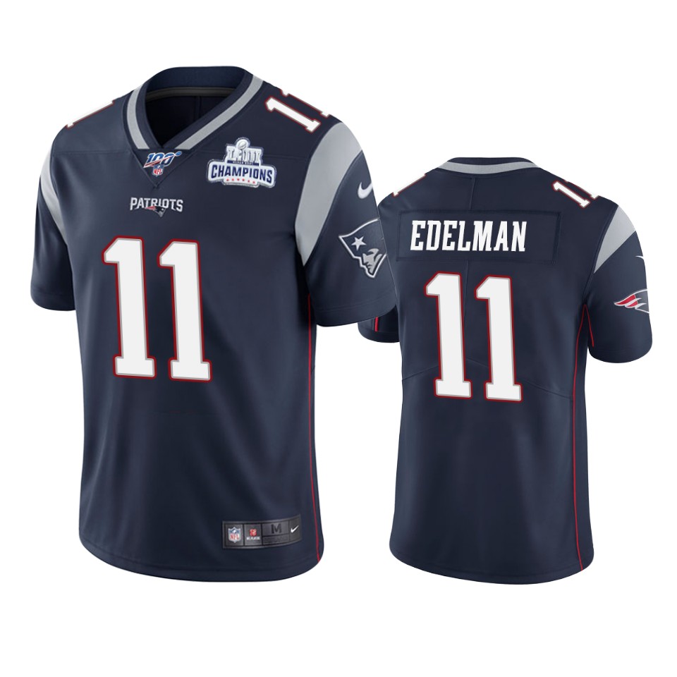 New England Patriots #11 Julian Edelman Navy Super Bowl LIII Champions Vapor Limited Jersey