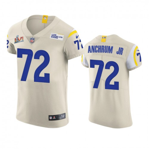 Los Angeles Los Angeles Rams #72 Tremayne Anchrum Jr. Men's Super Bowl LVI Patch Vapor Elite Player Jersey - Bone Men's