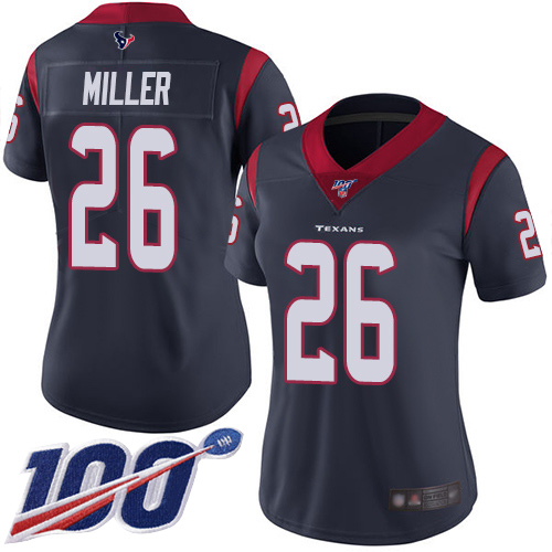 Houston Texans #26 Lamar Miller Navy Blue Team Color Women's Stitched 100th Season Vapor Limited Jersey Womens