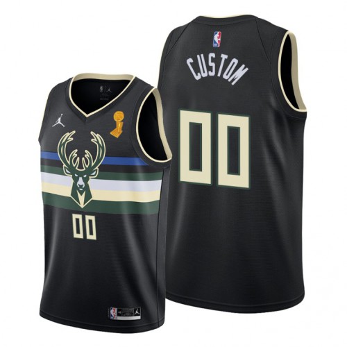 Milwaukee Bucks Custom 2021 Finals Champions Swingman Statement Edition Jersey Black