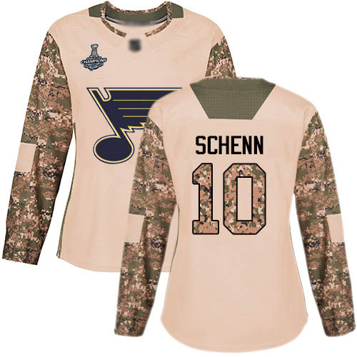 Adidas St. Louis Blues #10 Brayden Schenn Camo Authentic 2017 Veterans Day Stanley Cup Champions Women's Stitched Jersey Womens