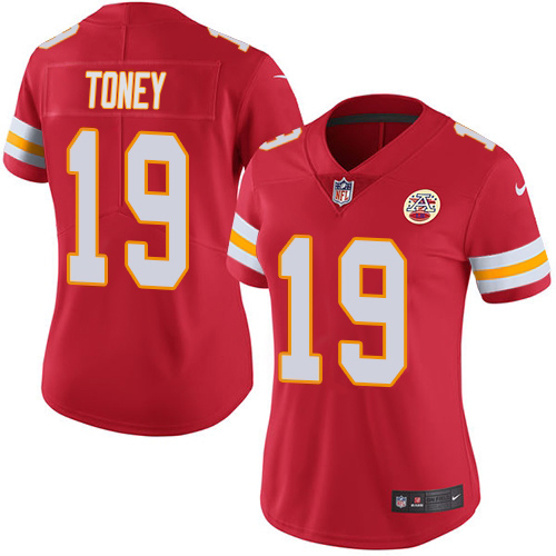 Chiefs #19 Kadarius Toney Red Team Color Women's Stitched Vapor Untouchable Limited Jersey