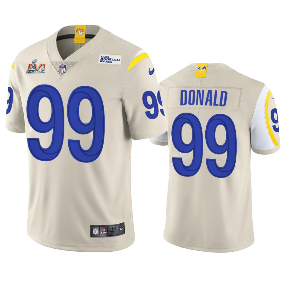 Los Angeles Rams #99 Aaron Donald Men's Super Bowl LVI Patch Vapor Limited Jersey - Bone