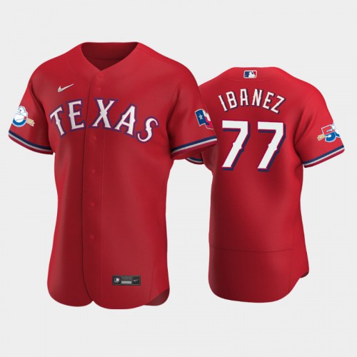 Texas Texas Rangers #77 Andy Ibanez Authentic 50th Anniversary Men's Alternate Jersey - Red Men's