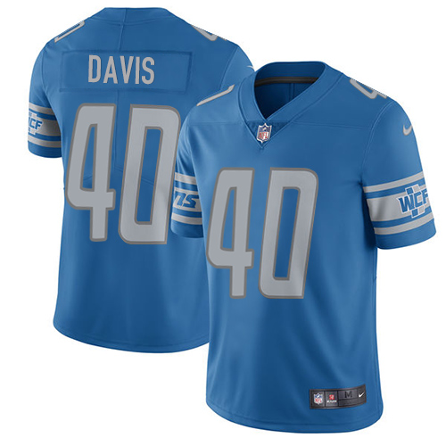 Detroit Lions #40 Jarrad Davis Light Blue Team Color Youth Stitched Vapor Untouchable Limited Jersey Youth