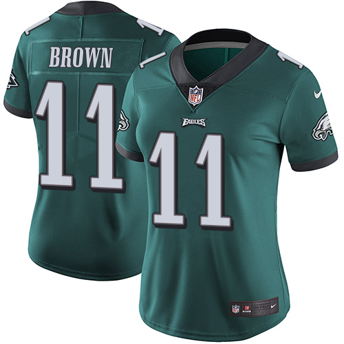 Eagles #11 A.J. Brown Green Team Color Women's Stitched Vapor Untouchable Limited Jersey