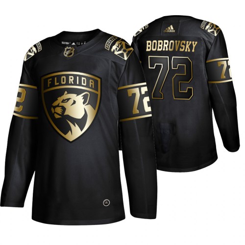 Adidas Florida Panthers #72 Sergei Bobrovsky Men's 2019 Black Golden Edition Authentic Stitched Jersey Men's