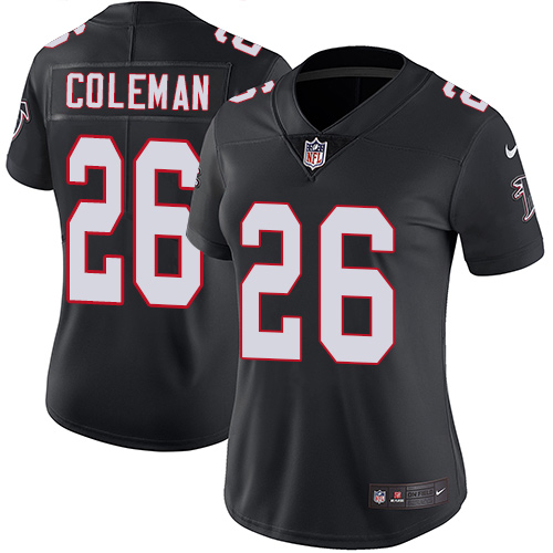 Atlanta Falcons #26 Tevin Coleman Black Alternate Women's Stitched Vapor Untouchable Limited Jersey Womens