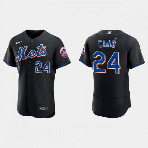 New York New York Mets #24 Robinson Cano Men's 2022 Authentic Alternate Stitched Jersey - Black Men's