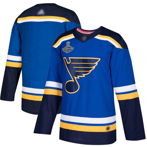Adidas Blues Blank Blue Home Authentic Stanley Cup Champions Stitched Jersey