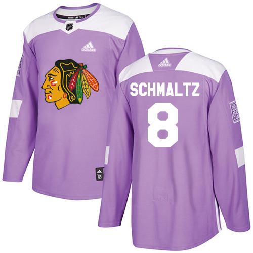 Adidas Chicago Blackhawks #8 Nick Schmaltz Purple Authentic Fights Cancer Stitched Jersey Men's